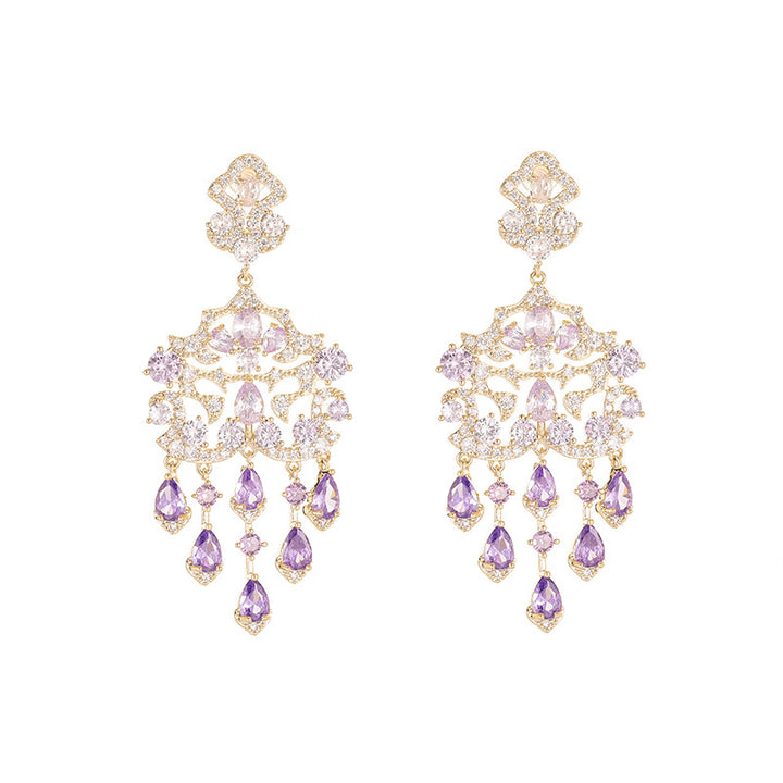 Long crystal earrings for evening wear