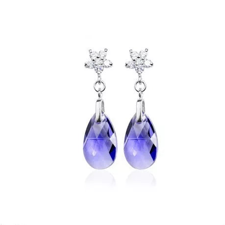 Flower Crystal sterling silver earrings