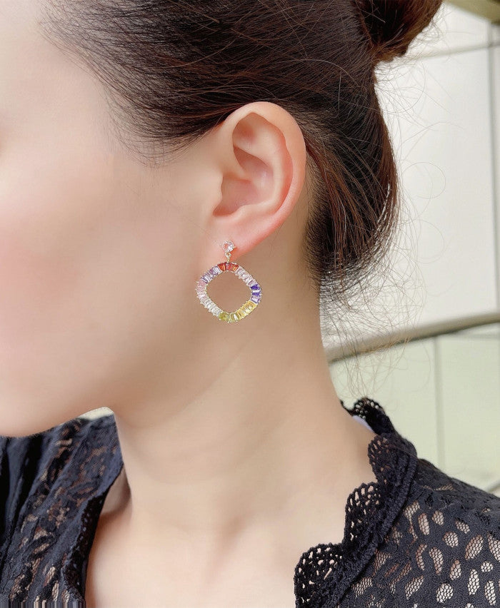 Zirconia coloured crystal stud earrings