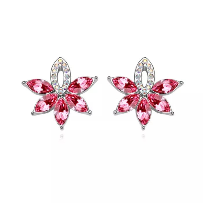 Pink Blooming Flower Earrings