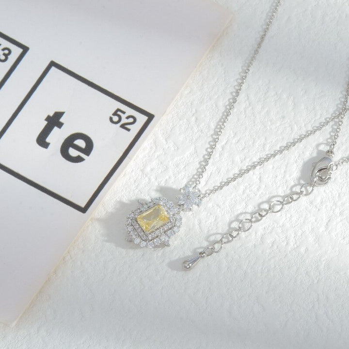 Yellow white shimmering crystal necklace